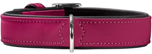 HUNTER SOFTIE Hundehalsband, Kunstleder, samtig, pflegeleicht, 60 (M-L), himbeer