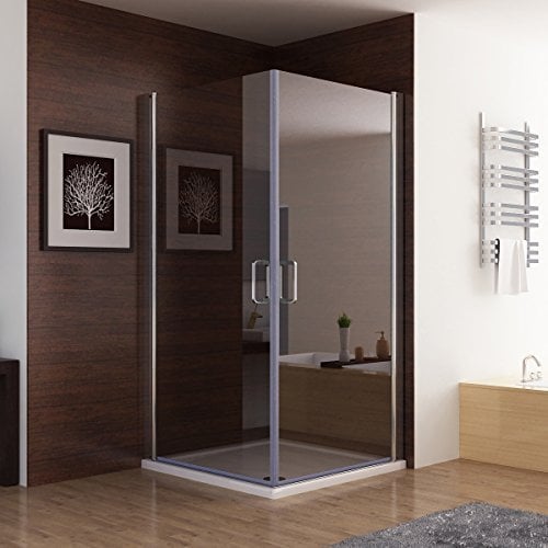 90 x 90 x 195cm Duschkabine Dusche Duschwand 180° Schwingtür Eckeinstieg mit Duschwanne Duschtasse