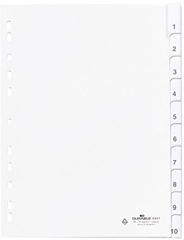 Durable Blanko-Register aus PP, mit blanko Taben, 10-teilig, weiß, 644102