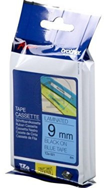 Brother 1659475 Original P-touch Schriftband TZe-521 9 mm, schwarz auf blau (kompatibel u.a. mit Brother P-touch PT-H100LB/R, -H105, -E100/VP, -D200/BW/VP, -D210/VP)