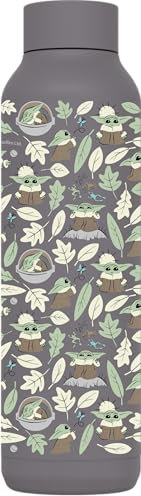 QUOKKA SOLID X STAR WARS | BOTELLA TÉRMICA DE ACERO INOXIDABLE DOBLE PARED | THE MANDALORIAN GROGU LEAVES