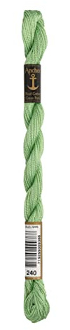 Anchor Perlgarn Stärke 5 4585000-00240 blassgrün Stickgarn, 100 % Baumwolle, 5g Strängchen
