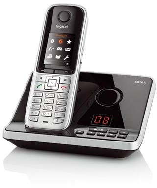 Gigaset S810A Dect-Schnurlostelefonmit Anrufbeantworter, incl. Headset, stahlgrau