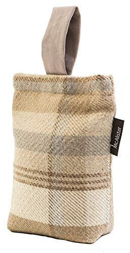 McAlister Textiles Heritage Natural Beige Unfilled Fabric Door Stop,Tartan Plaid Patterned Decorative Doorstopper Novelty Gift Home Accessory 21x17cm (8x6.5 Inches)