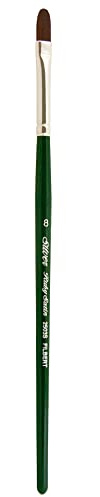 Silver Brush Limited Ruby Satin Filbert Oil and Acrylic Paintbrush, Size 8 | Short Handle, Fine Point Stiff Synthetic Mongoose Bristle, Superb Paint Absorbency, Soft-edged Strokes, Tabletop Painting