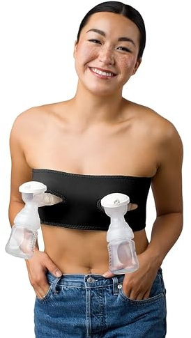 Pump Strap Hands-Free Pumping Bra, Breast Pump Bra for Breastfeeding Pumps for Women, Hands Free Pumping Bustier, Black, A/DD