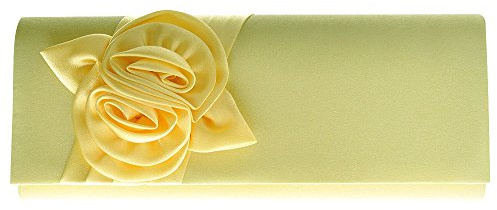 Wocharm Satin Envelope Floral Flower Wedding Ladies Party Prom Evening Clutch Bag Handbag UK Post