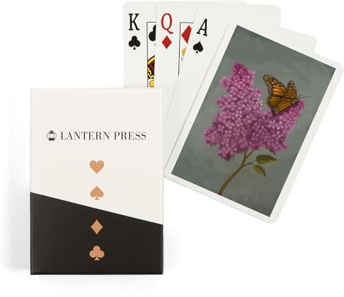 Lantern Press Lilac and Butterfly, Oil Painting, 52 Playing Cards for Adults, Poker Size Card Deck