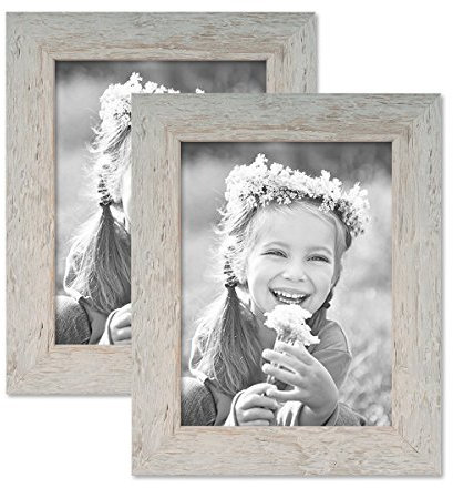 Bilderrahmen 18x24 cm Holz Grau, 2er Set Echtholz-Rahmen rustikal, Strandhaus, Made in Germany, Echtglas, zum Aufhängen & Aufstellen, extra Zubehör - Treibholzlook mit einem Hauch Küstenflair