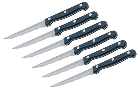 KitchenCraft Steak Knives, in Gift Box, Stainless Steel, 22 cm, Set of 6, Black