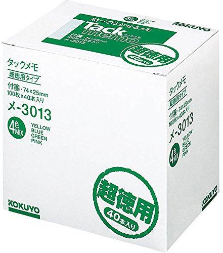 B?cher 40 4-Farben-Mix-Men? -3.013 100 Blatt Kokuyo Tack Haftnotiz Typ 74 25mm Wirtschaft Pack (Japan-Import)