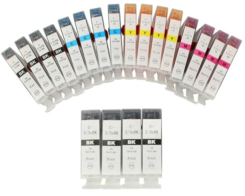 vhbw 20x Tintenpatronen Ersatz für Canon BCI-6Y | BCI-6C, BCI-6M, BCI-3eBK, BCI-6BK für Drucker (Kompatibel)