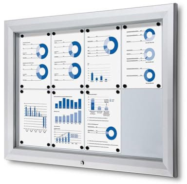 Schaukasten 8x A4, ESG Sicherheitsglas B1 Alu Infokasten wetterfest aussen 8xA4