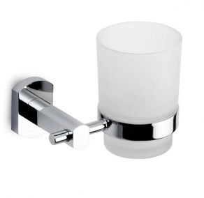 Tatay Saphir Wall Glas Halter, Zamak/Laton Messing, Chrom, 12 x 9,7 x 9,6 cm