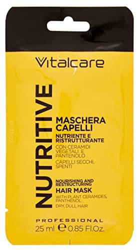 Vitalcare | Nutritive - Maschera Capelli Nutriente e Ristrutturante, Trattamento per Capelli Secchi e Spenti, con Ceramidi Vegetali e Pantenolo, 25 ml