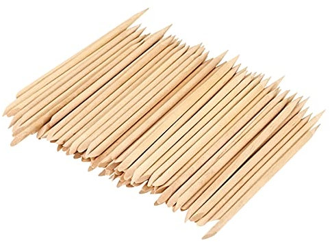 Juego de palillos para cutículas (madera de naranjo, 100 unidades, para manicura y pedicura)