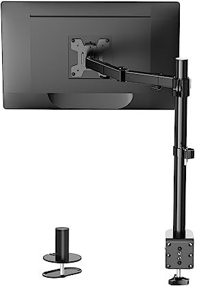 WALI Single Monitor Arm for Screen Up to 27 Inch, Single Articulating Monitor Mount, Adjustable Desk Monitors Stand with Tilt Swivel Rotate, Holds Screen Up to 10 kg, VESA 75 & 100mm, Black (M001)
