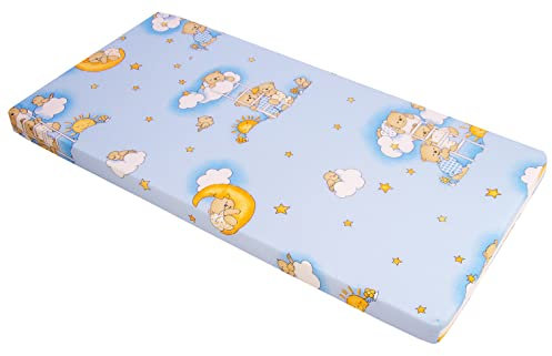 Best For Kids - Kindermatratze 60x120 | klappbare Kindermatratze | Babybettmatratze | Kinder Rollmatratze | Reisebett-Schaumstoffmatratze | Kinderbettmatratze mit Mikrofaserbezug (Blau)