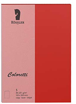 Rössler 220719526 - Coloretti Karten, 220 g/m², DIN B6 hd, klatschmohn, 5 Stück