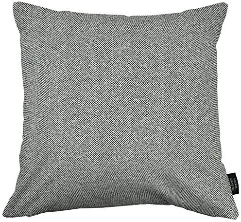 McAlister Textiles Herringbone Tweed | Sofakissen mit Füllung in Anthrazit Grau | 43 x 43 cm | traditionelles gewobenes Fischgräten-Muster | gefülltes Deko Kissen für Sofa, Bett, Couch