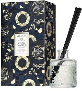 Voluspa Moso Bamboo Scented Reed Diffuser, 3.4 oz, Luxury Bamboo Diffuser, Oil Reed Diffusers for Home, Handcrafted in the USA