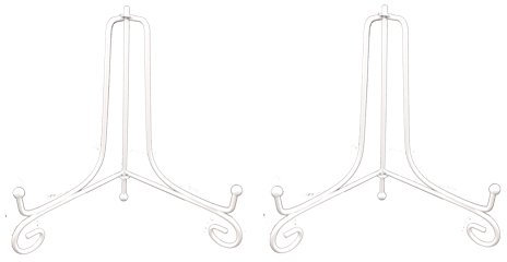 Tincogo (2 pack) 6 Iron Plate Stand, White Iron Easel Plate Display Photo Holder Stand, Displays Picture Frames, Cookbooks, Decorative Plates, Tablets and Art