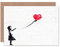Fine Art Prints Banksy Balloon Girl Graffiti-Grußkarte mit Umschlag innen, Premium-Qualität, gelb, rot, weiß, schwarz, 12,50 x 17,50 cm