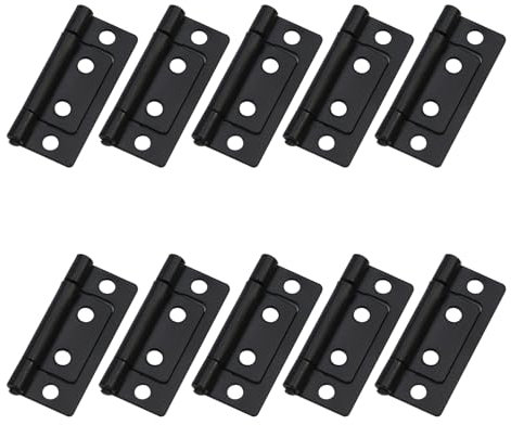 T Tulead Lot de 10 charnières de coffre sans mortaise pour meubles 5,1 x 2,3 cm, noir, avec vis de montage