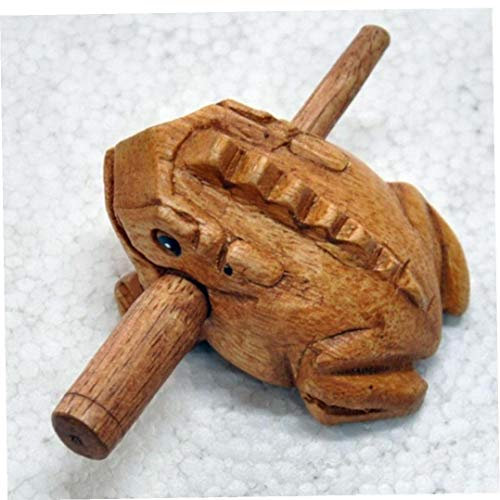 BYFRI Holzfrosch Quaken Musikinstrumententons Block-Kunst Figuren Dekorative Miniatures Giftwooden Frosch Musikinstrument Holz Percussion 1pc