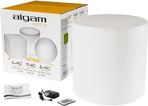 ALGAM LIGHTING - Cylindre de décoration lumineuse - 40 cm - LED 16 couleurs 4 Modes - Télécommande, Autonomie 12H, Rechargeable, Résistant à la pluie - Déco extérieure jardin, piscine, bar, salon