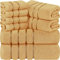 Utopia Towels 8-teiliges Luxus-Handtuch-Set, 2 Badetücher, 2 Handtücher und 4 Waschlappen, 600 g/m², 100% ringgesponnene Baumwolle, sehr saugfähige Viskose-Streifen-Handtücher, ideal für den
