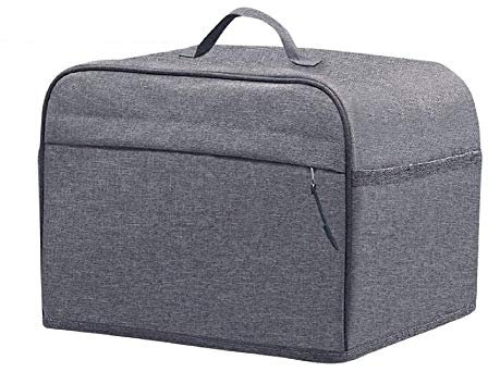 ELR Toaster Dust Cover 2/4 Slices Toaster Appliance Protection Cover Zipper & Open Pockets Bread Machine Cover with Top Handle (4 Slice Long Slot: 16x7.5x8in, Grey)