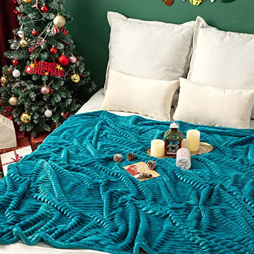 MIULEE Kuscheldecke Fleecedecke Flanell Decke Einfarbig Wohndecken Couchdecke Flauschig Überwurf Mikrofaser Tagesdecke Sofadecke Blanket Für Bett Sofa Schlafzimmer Büro 85x95Inch 220x240cm Blaugrün