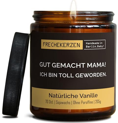 Lustige Duftkerze mit Spruch für Mama | Handgemacht aus Sojawachs | In Geschenkbox | Nachhaltiges Valentinsgeschenk | Geschenkidee Geburtstag Mutter, Beste Mama zum Muttertag |Vanille