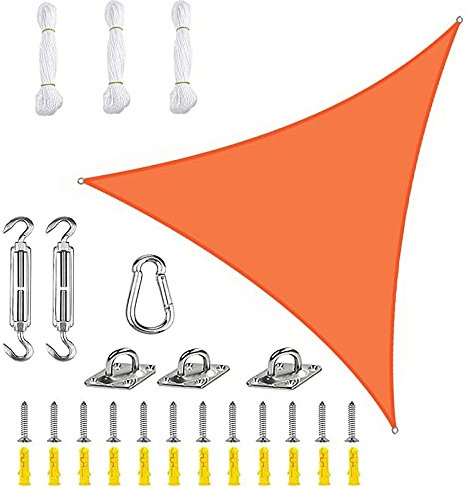 PYapron Sonnensegel Sonnenschutz Dreieck Polyester Windschutz Wetterschutz Wasserabweisend Imprägniert 95% UV Schutz Mit Seilen Und Befestigungs Kit Für Outdoor Garten,#16,6x6x6m