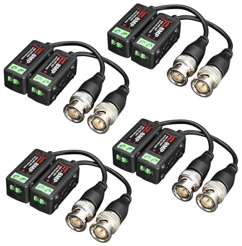 ANLINK 4 Paare/8 Stück 4K 8MP/5MP/3MP/2MP/1080P/960P/720P Video-Balun-Anschlüsse, passiver BNC-Video-Balun-Transceiver für HD-TVI/CVI/AHD/Analog/960H-Kameras/CCTV-Überwachungssysteme