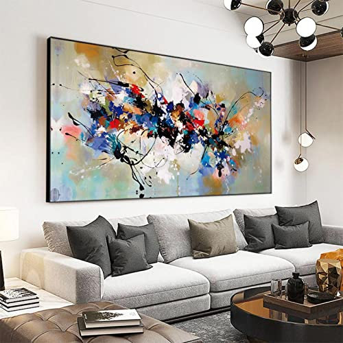 Xinmei Art Grande Taille Moderne Abstrait Mur Art Coloré Décor Peinture sur Toile Affiches Et Gravures Mur Art Photos Pour Salon 80x160cm(32x63in) Avec Cadre