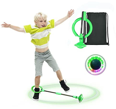 Kqpoinw Cheville Skip Ball, Flash Saut Anneau Ball Dancing Ball Lumière Skip Ball Lumière Skip Ball Balle Sauteuse Skip Ball pour Adulte et Enfant (Vert)