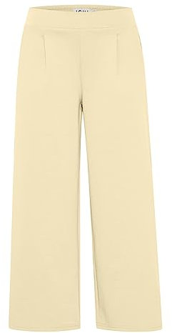 ICHI IHKATE SUS WIDE PA Damen Hose Stoffhose mit Stretch gerader Schnitt Elastikbund Crop Länge, Größe:M, Farbe:French Vanilla (120722)