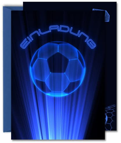 Generisch 12 x Einladungskarten mit passenden Umschlägen für Jungen, Kindergeburtstag und Feier – Coole Karten mit Fußballmotiv – Diese Karten sind die perfekte Einladung zur nächsten Fußballparty