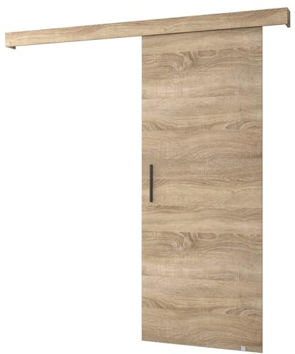 ABIKSMEBLE Salwador 1 Set di Porte Scorrevoli con Copertura del Binario - Porte Scorrevoli per Pareti Interne - Porte per Mansarda ad Incasso - Costruzione Solida - 90 x 204 cm - Sonoma