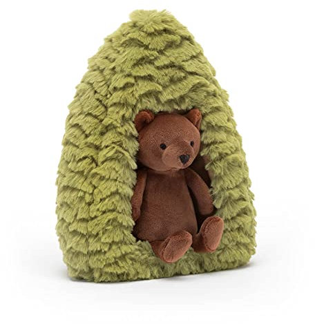 Jellycat Forest Fauna Brown Bear in Fir Tree Collectable Plush Decoration