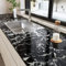 HotDecor Klebefolie Möbel Marmor Folie Schwarz 60cm X 300cm Schwarz Tapete Selbstklebend Dekofolie Möbelfolie Marmoroptik Abwaschbare Klebefolie für Küchenarbeitsplatte Tisch Schränke Küchenfolie
