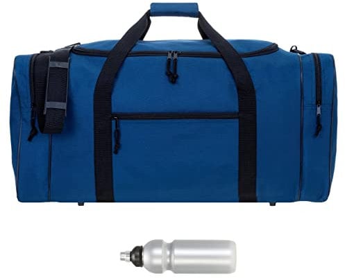 Sporttasche Herren Damen sehr groß XXL Spear Gym 68 cm 65 Liter Bag Fußballtasche Saunatasche Sport Fitness Sauna Gymbag 658 Large + Trinkflasche (Dunkelblau)