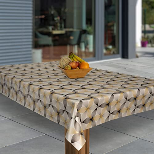 laro Wachstuch-Tischdecke Abwaschbar Wachstischdecke PVC Plastik-Tischdecken Eckig Meterware Abwischbar, Muster:Blumen Spirale, Größe:100x100