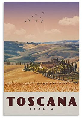ROBLUX Toscana Italia Vintage Reiseposter Sonnenuntergang, 20 x 30 cm, Wandkunst, Kunstdruck, Leinwand, Kunst, Poster, modernes Familien-Schlafzimmer, Dekoration