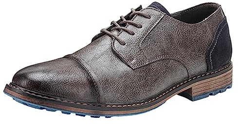 ANUFER Uomo Vintage Colore Spazzola Ecopelle Affari Scarpe Eleganti Allacciate Scarpe da Ginnastica a Punta