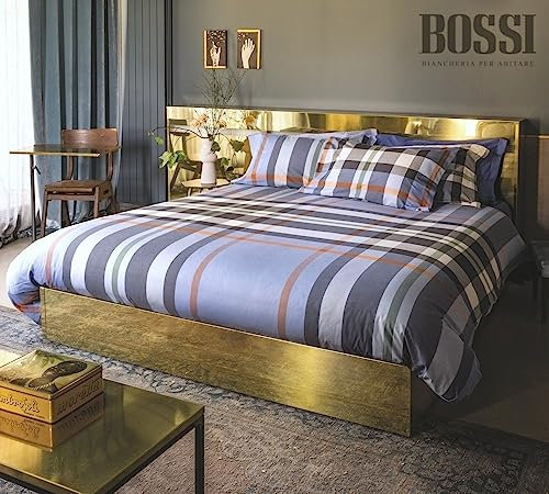 Bossi Copripiumino tinto filo matrimoniale River (sacco copripiumino 255x200+cm.40 rimbocco =240+ 2 federa 50x80) - Escluso lenzuolo inferiore con angolo