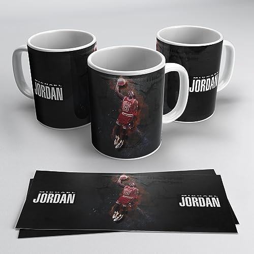 newseny Taza NBA de Michael Jordan Colección en Blanco y Negro con tonos rojos - Regalo para fans de M.Jordan NBA | Cerámica 355ml (M.Jordan NBA)