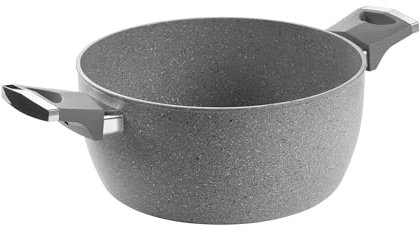 MOPITA CLASSICO, Casseruola Antiaderente ø 24 cm, Padella Induzione e per Tutti i Piani di Cottura, Rivestimento 5 Strati, Manico Soft Touch Antiscivolo, Effetto Pietra, Made in Italy